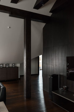 Modern black and white interior of house