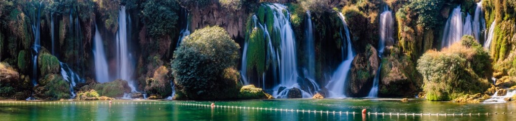 Panorama of Kravica waterfalls  . Bosnia and Herzegovina