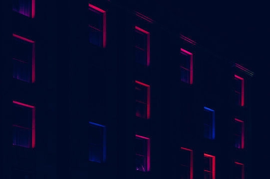 Illuminated windows by night