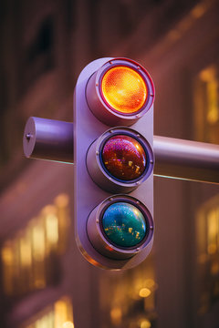 Traffic light at night