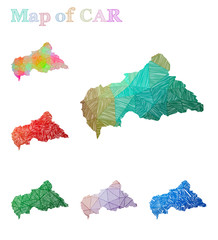 Hand-drawn map of CAR. Colorful country shape. Sketchy CAR maps collection. Vector illustration.