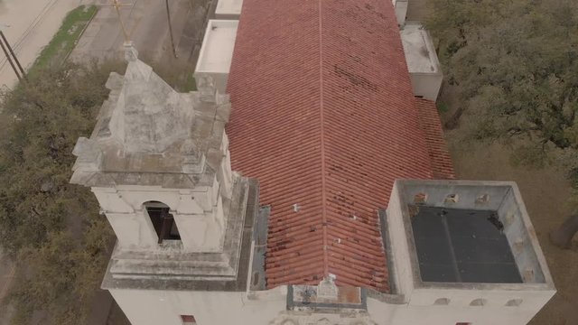 drone shot of an old church steeple