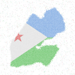 Map of Djibouti. Mosaic style map with flag of Djibouti. Vector illustration.