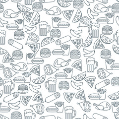 Seamless pattern with different foods.