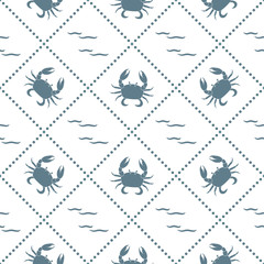 Fototapeta premium Seamless pattern with crabs and waves.
