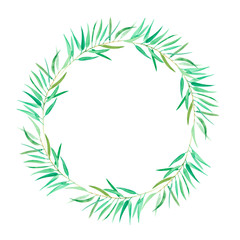 Watercolor frame of eucalyptus leaves