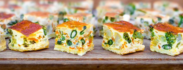 Food industry. Slider bar background. Vegan sliders, ham and vegetable slider bar. Buffet food for party catering. Food for business events. Delicious blend of savory and sweet. Party catering