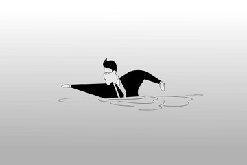 Vector illustration of a businessman swimming