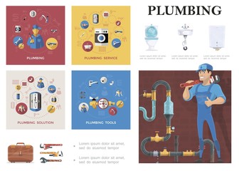 Obraz premium Plumber Service Elements Composition