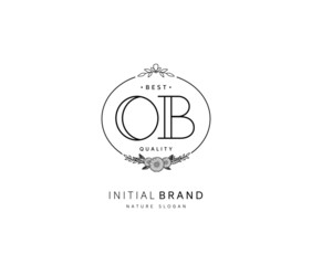 O B OB Beauty vector initial logo, handwriting logo of initial signature, wedding, fashion, jewerly, boutique, floral and botanical with creative template for any company or business.