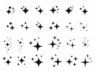 Set of shine icons, Clean star icons