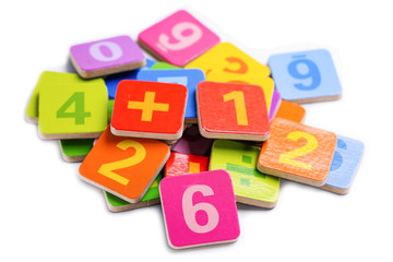 Math Number colorful on white background : Education study mathematics learning teach concept.