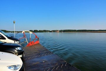 with the ferry over the Danube