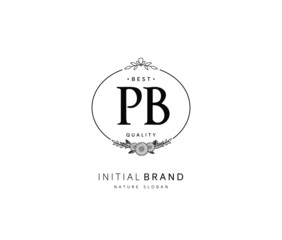 P B PB Beauty vector initial logo, handwriting logo of initial signature, wedding, fashion, jewerly, boutique, floral and botanical with creative template for any company or business.