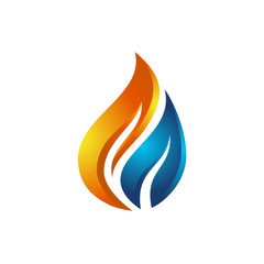 Flame and water drop logo vector