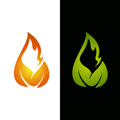 flame leaf logo vector