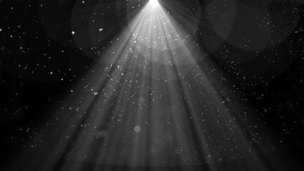 shiny spotlight background. Abstract flare, glitter and glowing rays lights object on black screen. 