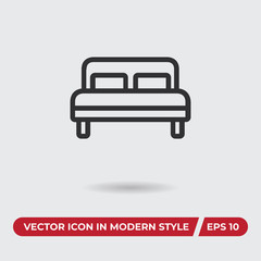 Plakat Bed vector icon in modern style for web site and mobile app