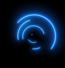 Neon colorful swirling rounds. Abstract creative HUD with neon, glowing light. 