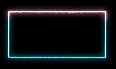 Abstract neon, led square, border. Futuristic colorful render