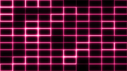 Abstract creative colorful neon grid background. Tiles, squares with glow, neon light. 