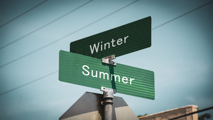 Street Sign to Summer versus Winter