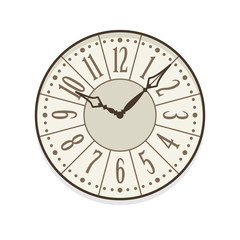 Provence and shabby chic clock isolated vector icon with numerals. Single isolated illustration. Ten oclock.