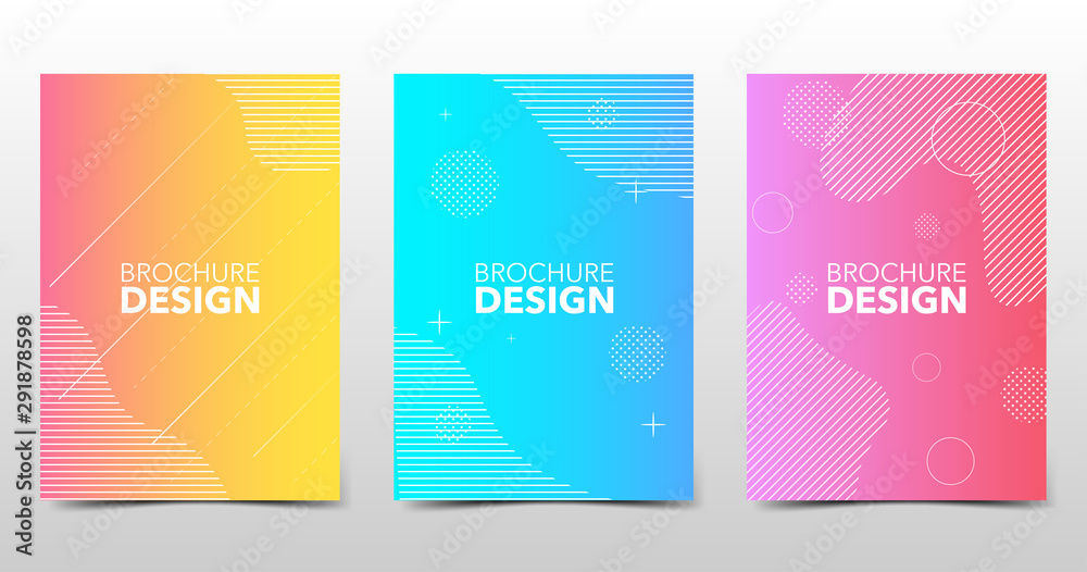 Canvas Prints set of beautiful minimal backgrounds with trendy halftone gradients, color brochure design with geom