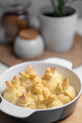 baking pastry stuffed in a pan