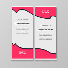 Business Roll Up. Presentation template, red brochure or flyer, vertical banner design, cover geometric background, modern publication layout, eps10