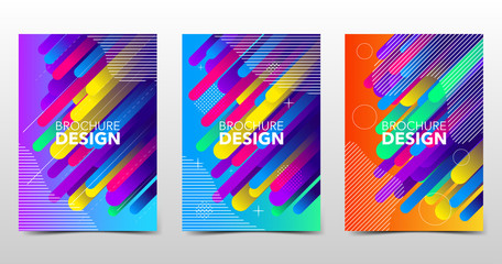 Set of modern minimal backgrounds with trendy gradients and patterns, beautiful brochure design with geometric elements, vector eps10