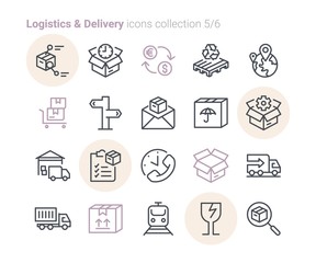 Logistics & Delivery vector icon outline stroke collection Vol.5/6