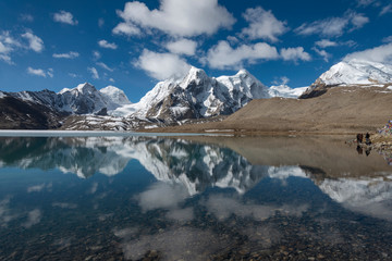 SIKKIM, INDIA, May 2014, People at Gurudongmar lake, one of the highest lakes in the world at an altitude of 17,800 ft