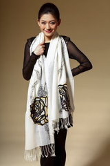 White silk scarf fashion worn on Asian girls