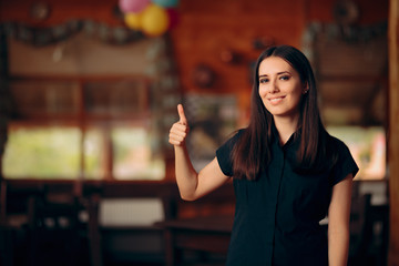 Female Manager with Thumbs Up Showing Ok Sign