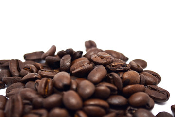 Coffee beans isolated on a white background.