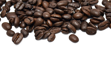 Coffee beans isolated on a white background.