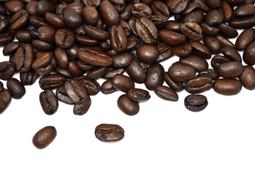 Coffee beans isolated on a white background.