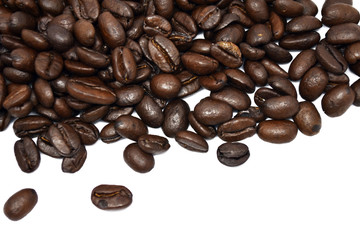 Coffee beans isolated on a white background.
