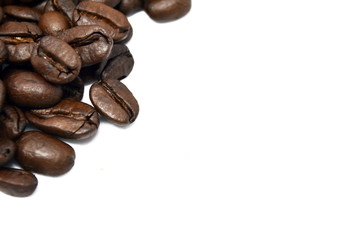 Coffee beans isolated on a white background.