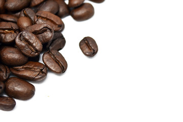 Coffee beans isolated on a white background.