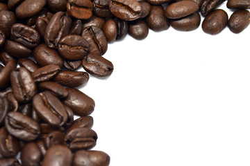 Coffee beans isolated on a white background.