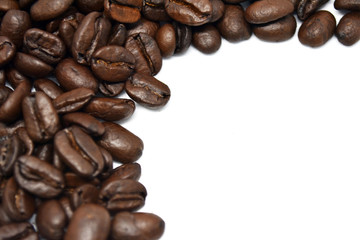 Coffee beans isolated on a white background.