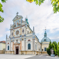 Fototapeta na wymiar View at the Basilica of Virgin Mary in Brezje - Slovenia