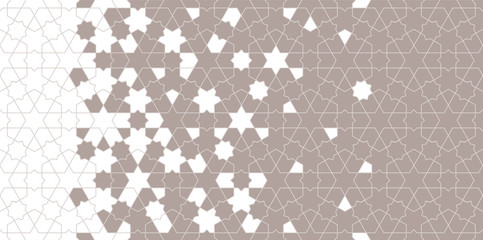 Islamic halftone vector. Geometric halftone texture with color tile disintegration or breaking