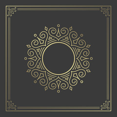 Vintage flourishes ornament swirls lines frame template vector illustration.