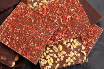 Chocolates with nuts and fruit.