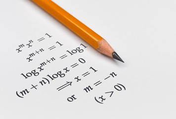Math exercise and a pencil