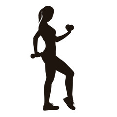 Women Exercise With Dumbbells Silhouette