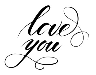 love you-vector, illustration, handwriting, modern brush calligraphy, for printing, decorations, cards, notebooks, greetings